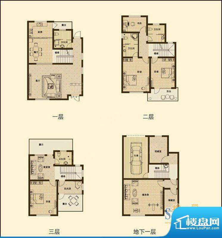 奥都庄园别墅Z户型 面积:334.34m平米