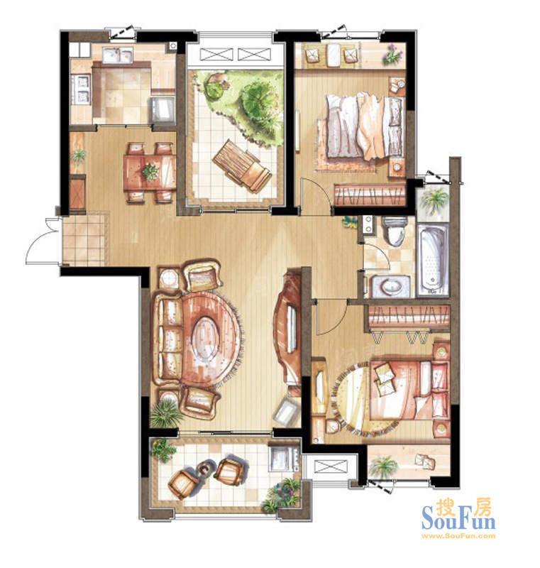 建屋海德公园3-7#标面积:105.00平米