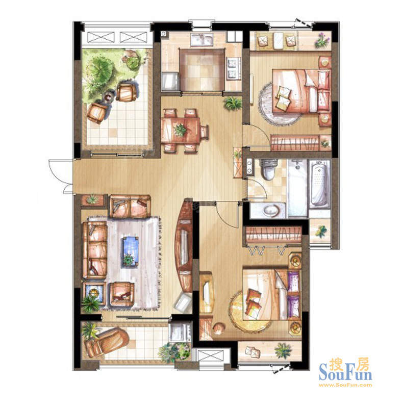 建屋海德公园3-7#标面积:105.00平米