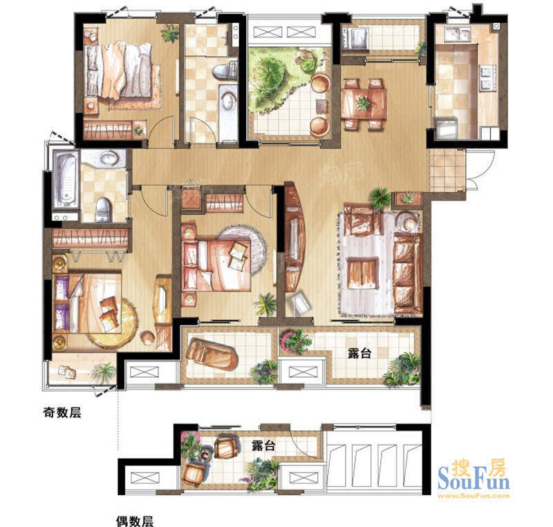 建屋海德公园1-2#、面积:128.00平米