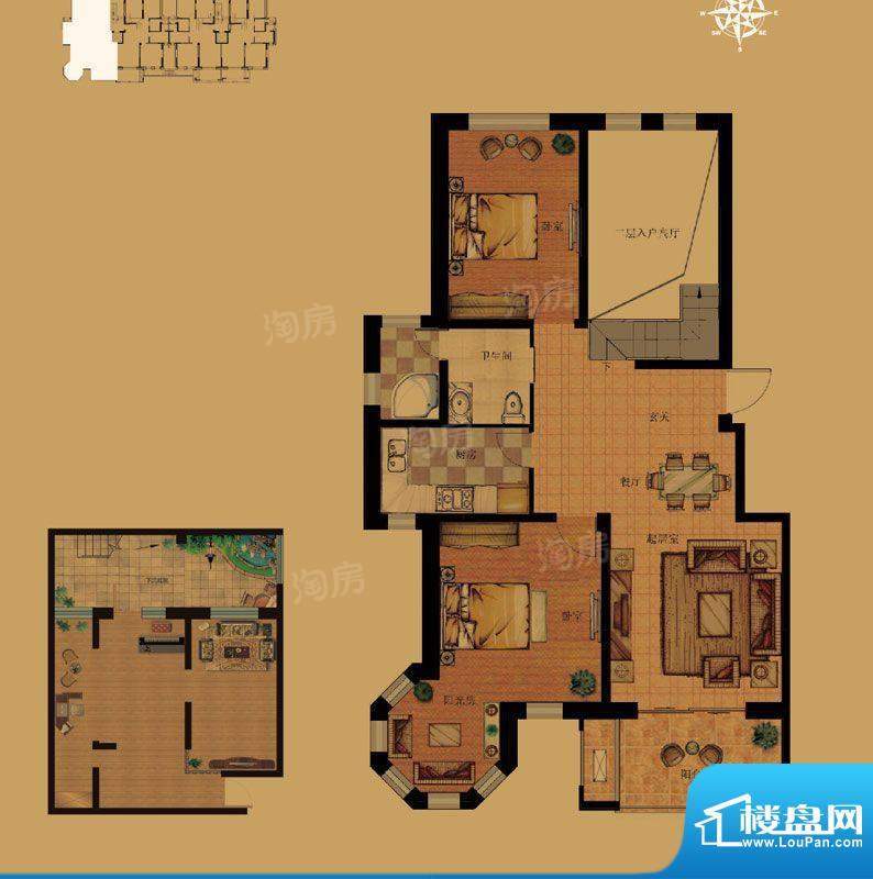 白鹭岛B3户型两室两面积:0.00m平米