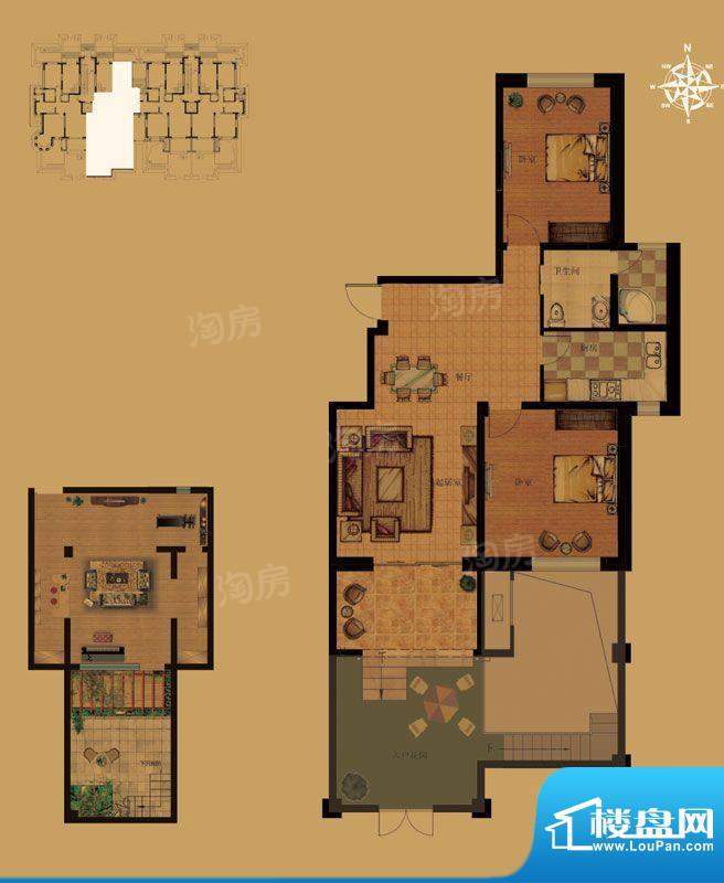 白鹭岛B2户型两室两面积:0.00m平米
