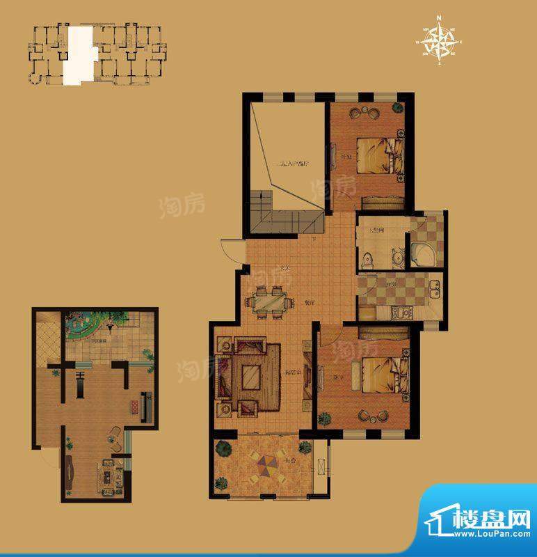 白鹭岛B4户型两室两面积:0.00m平米
