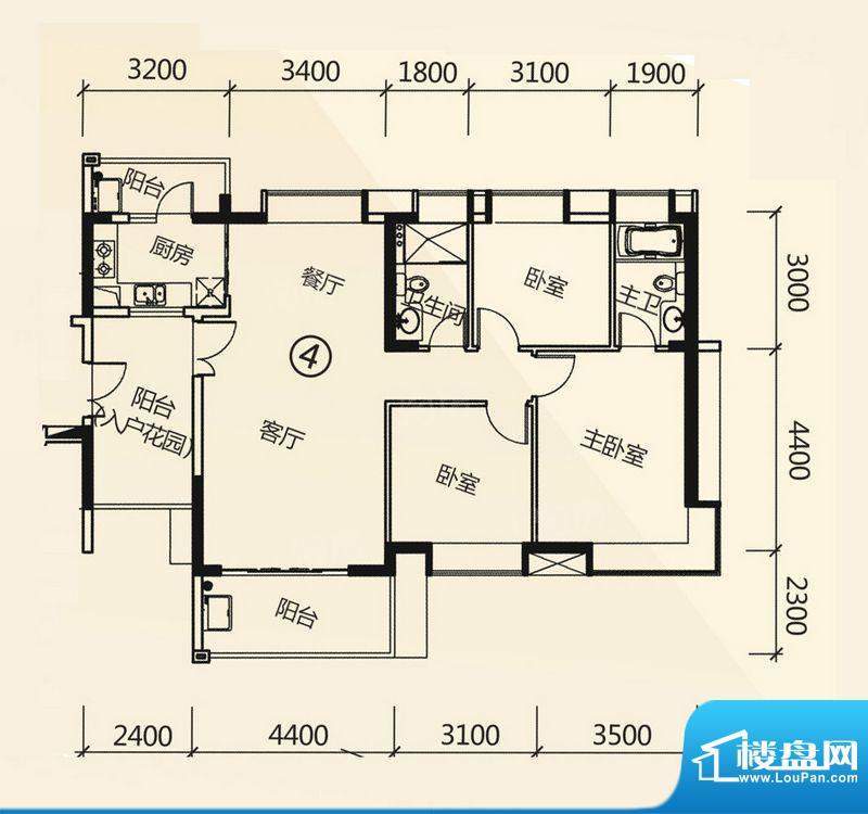 富力现代广场E2栋04面积:118.00平米