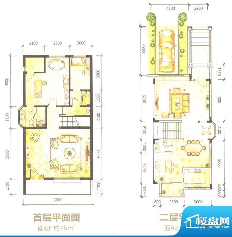 合生滨海城联排别墅面积:266.00平米