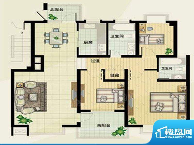 月湖花城小高层标准面积:128.00m平米