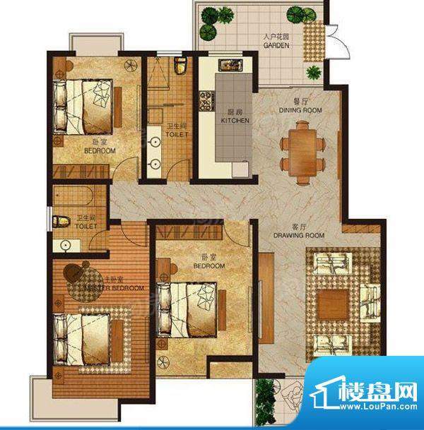 香苑西园A户型149平面积:149.00m平米