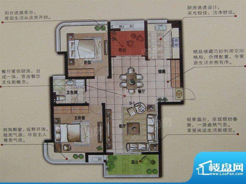 明发摩尔城D1 2室2厅面积:95.94平米