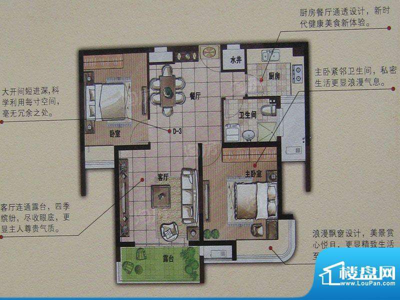 明发摩尔城D3 2室2厅面积:87.04平米