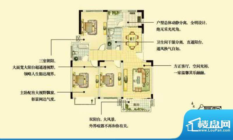 华德力运河城E户型 面积:117.01平米