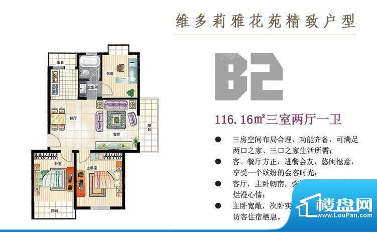 维多莉雅花苑B2户型面积:116.16平米
