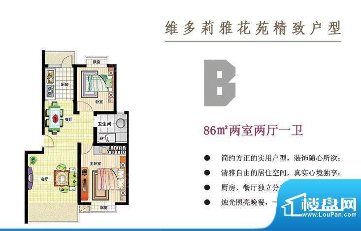 维多莉雅花苑B户型面积:86.00平米