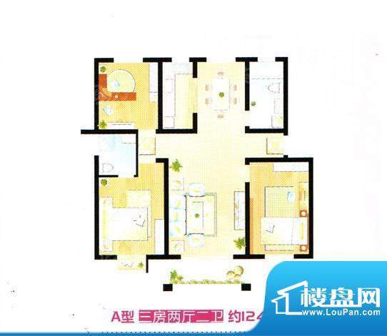 和美居户型A3房2厅2面积:124.00平米