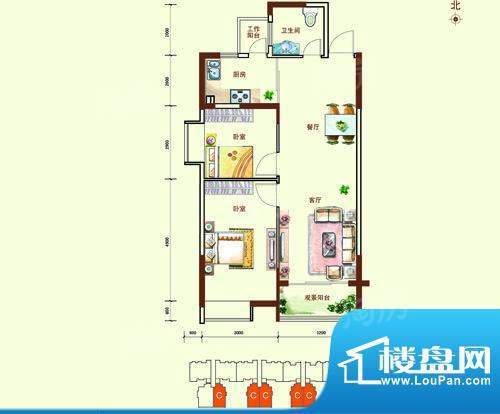 东营市瑞璟国际公馆面积:80.99m平米