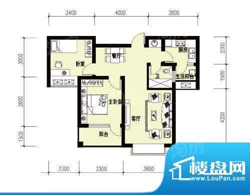 胜宏尚郡B-2户型 副面积:0.00m平米