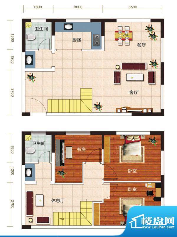 翠都国际复式D2户型面积:121.04m平米