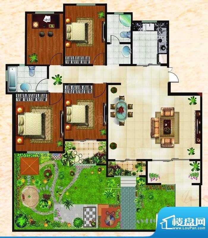 凤凰太阳城13#E1户型面积:167.20m平米