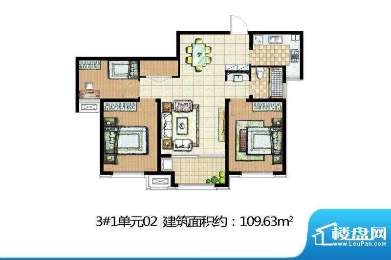 加州世纪尊品3号楼1面积:109.63平米