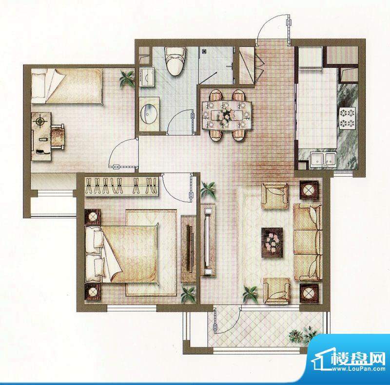 中经世界城D6号楼D户面积:76.00平米
