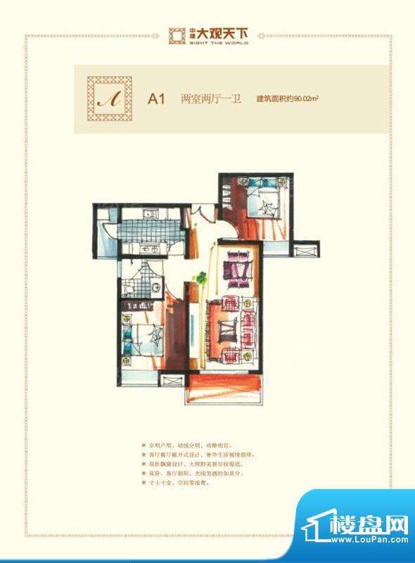 中建大观天下一期锦面积:90.02平米