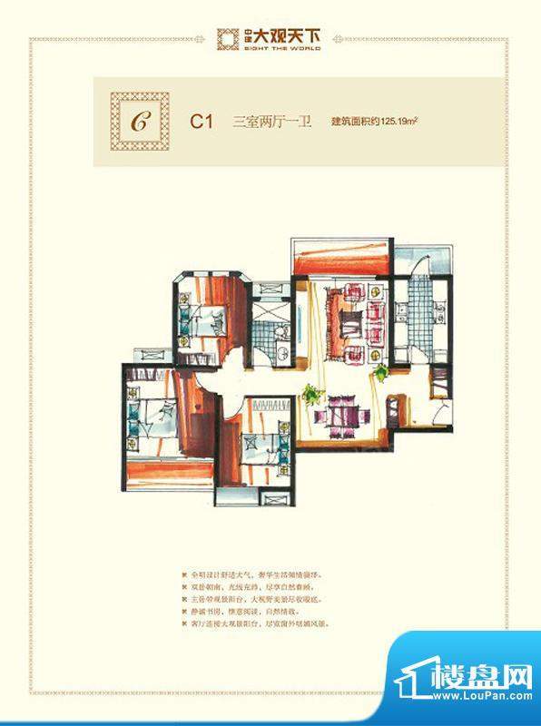 中建大观天下一期锦面积:125.19平米