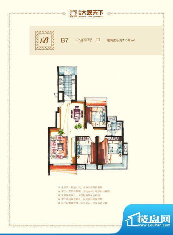 中建大观天下一期高面积:115.85平米