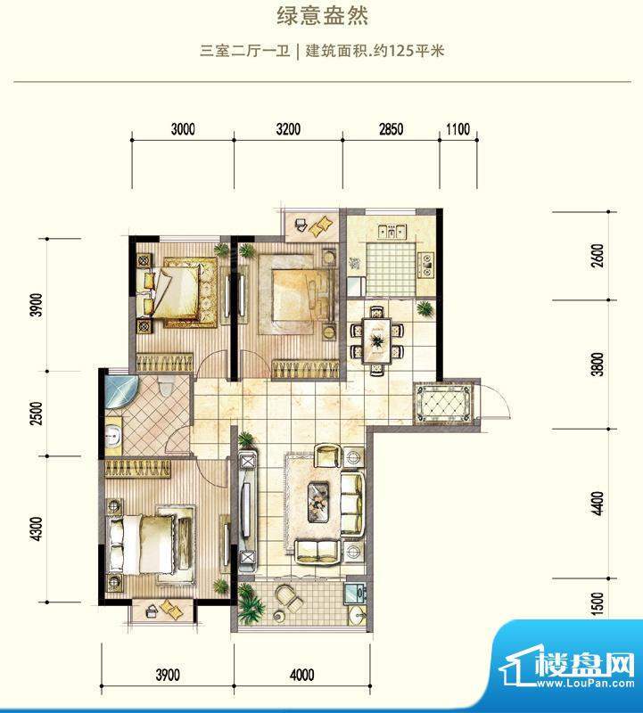 德润康城绿意盎然CS面积:125.00平米
