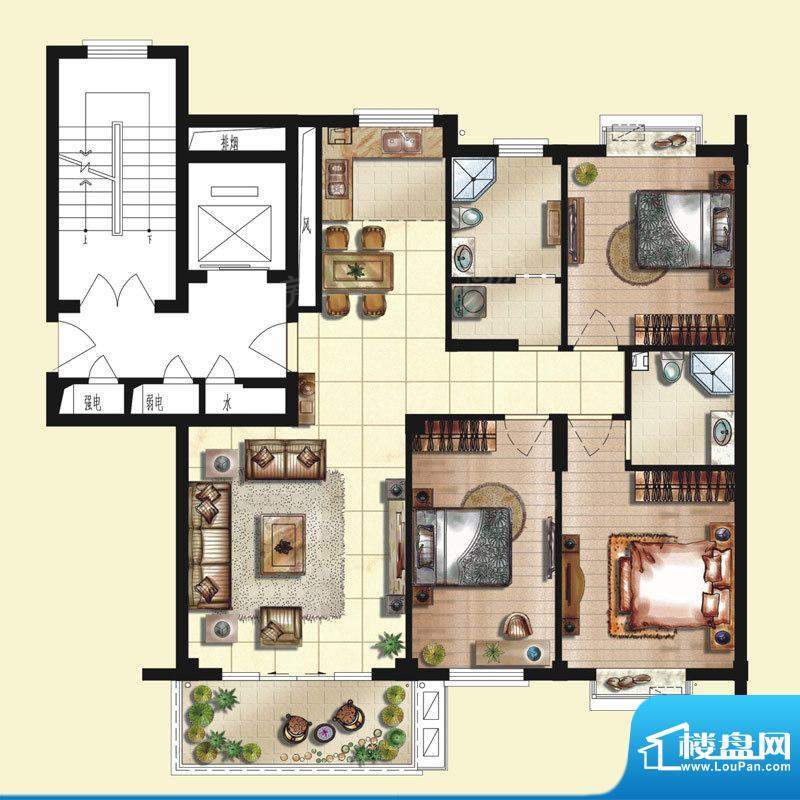京华茗苑39#小高层中面积:133.00平米