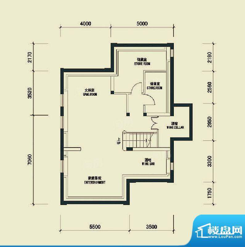 四季雅苑别墅B1户型地下层平面面积:275.00平米