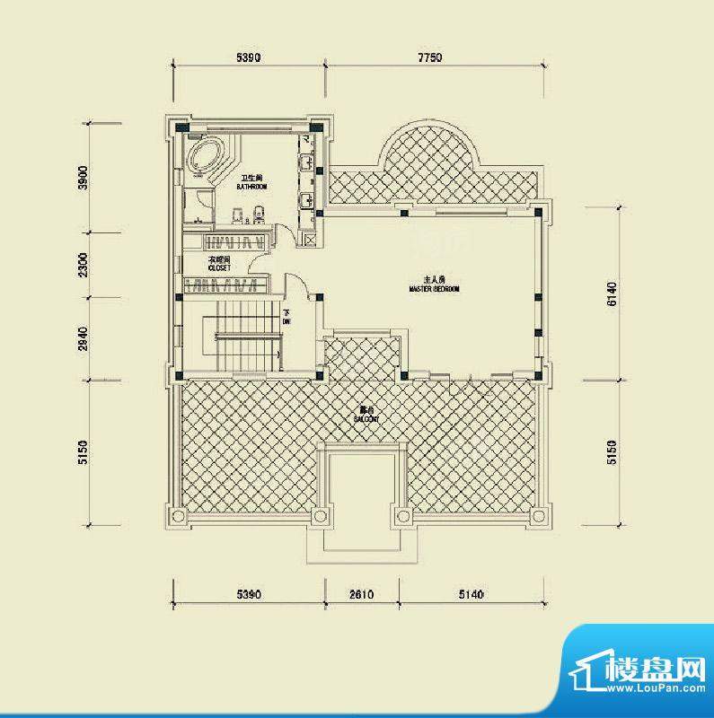 四季雅苑别墅D1户型三层平面图面积:394.00平米