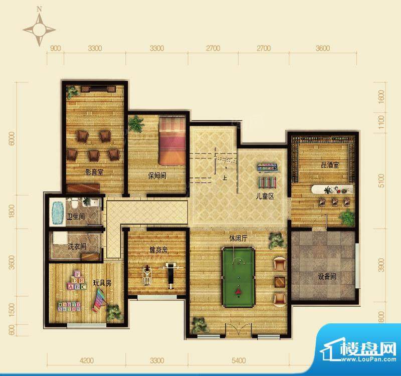 天恒·半山世家K户型半地下 4室面积:177.78平米