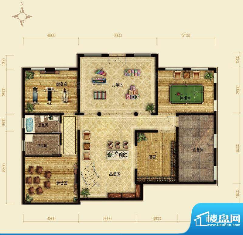 天恒·半山世家F户型半地下 4室面积:195.79平米