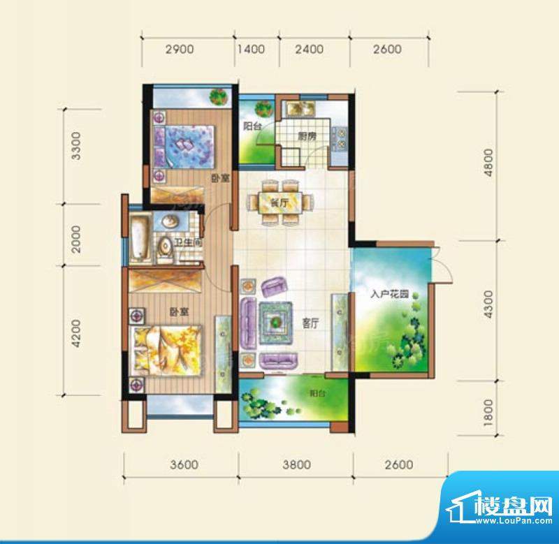 四季康城20、21、22、23栋B4户面积:87.17平米