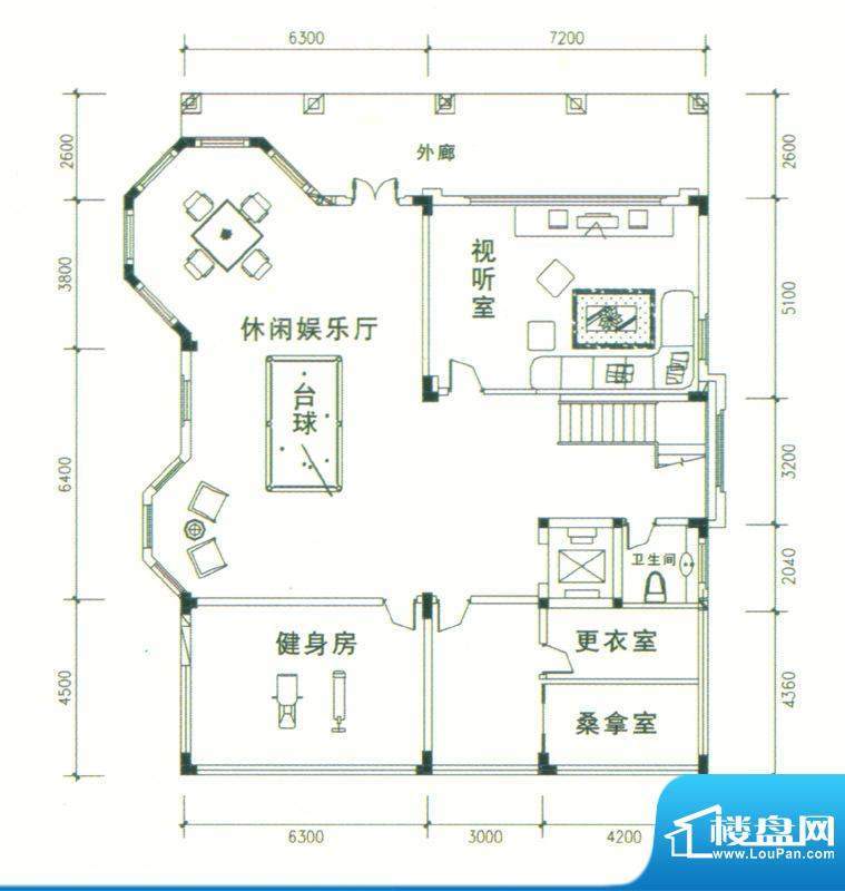 御富别墅C3型负一层 面积:833.65平米