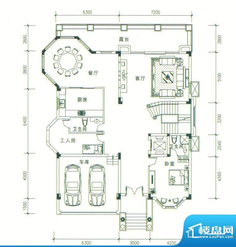 御富别墅C3型一层 面积:833.65平米