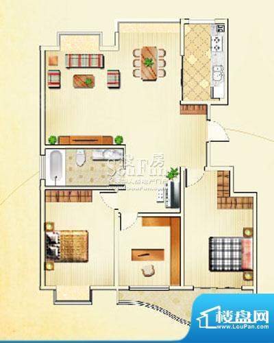 佳利秀水户型E1 3室2厅1卫1厨面积:137.83平米