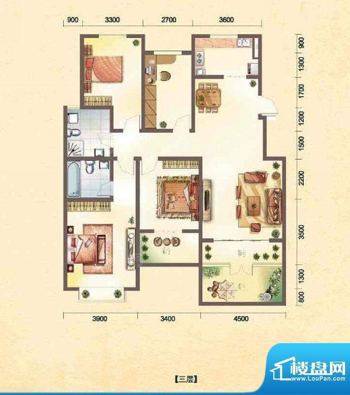 香溪左岸洋房B6户型四室两厅两面积:145.20平米