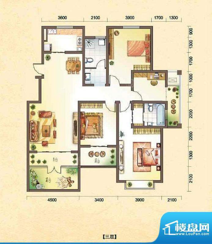 香溪左岸洋房B5户型四室两厅两面积:154.14平米