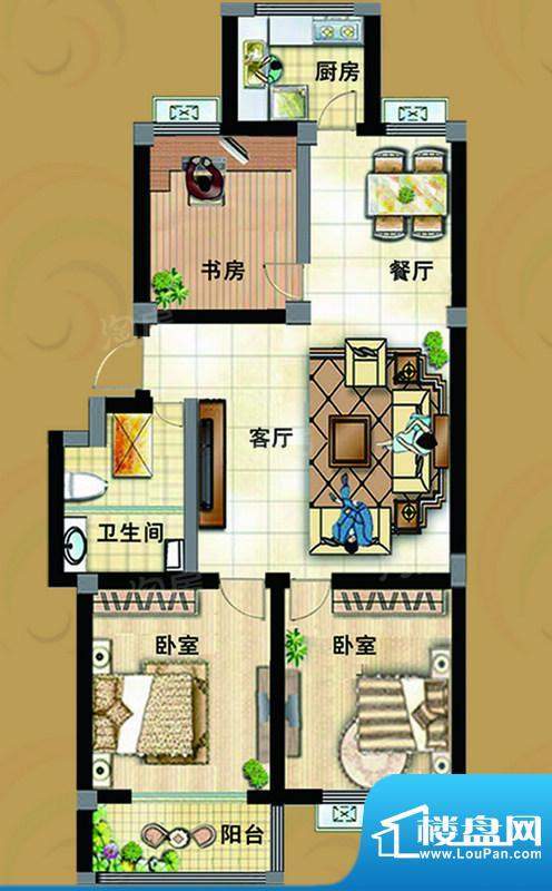 文泰康城C户型 3室2厅1卫面积:100.00平米