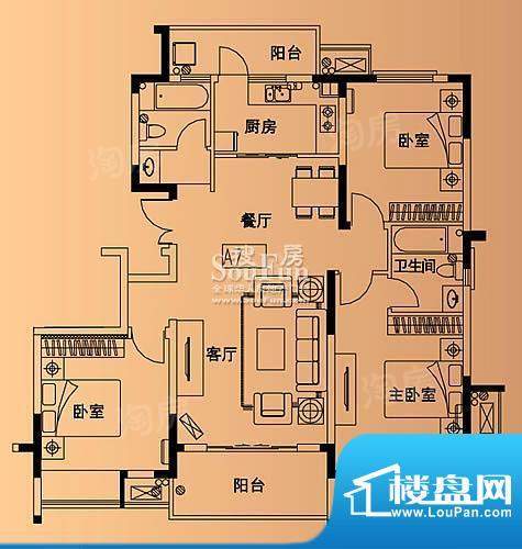 国信龙湖世家流域三房 3室2厅2面积:132.00平米