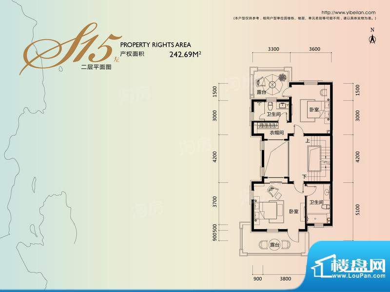 一杯澜S15左二层户型面积:242.69m平米