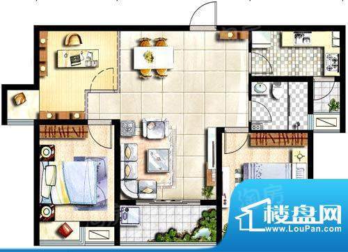 泰盈八千里户型图依香云堤L户型面积:96.88平米