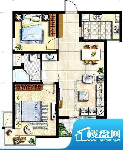 泰盈八千里户型图依香云堤Q户型面积:87.36平米