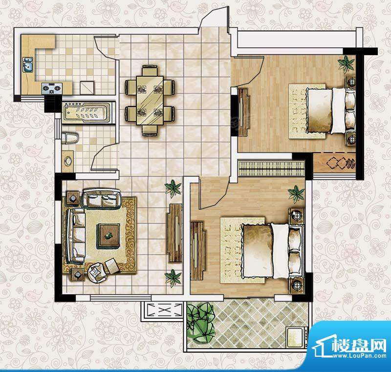 大城小爱户型图户型E巴黎之恋 面积:82.61平米