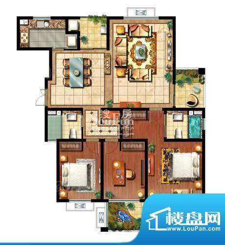 新城公馆户型图尊域E 3室2厅2卫面积:149.59平米