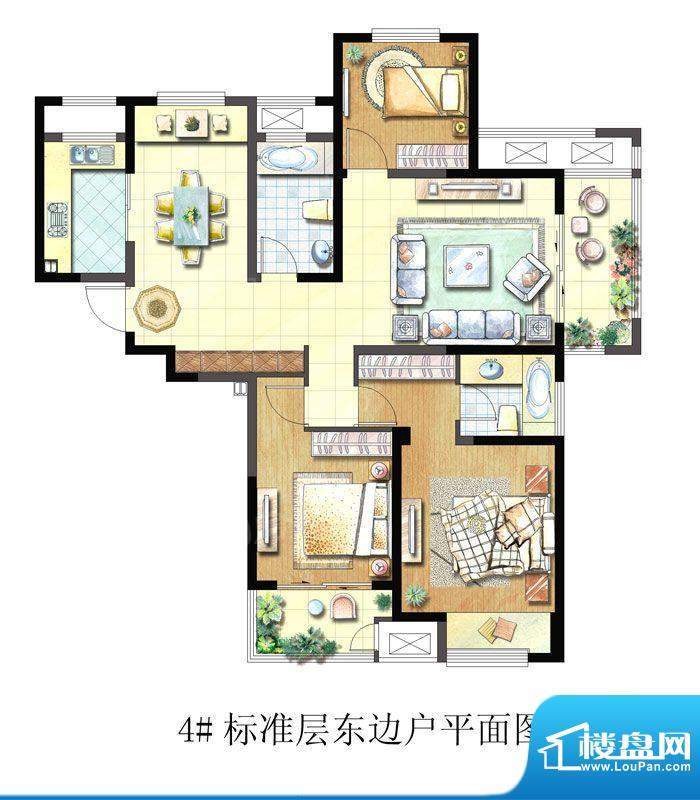 聚湖雅苑户型图4#D户型 3室2厅面积:128.47平米