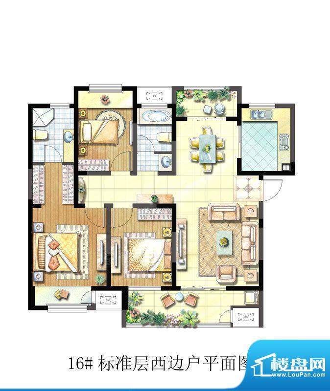 聚湖雅苑户型图16#C户型 3室2厅面积:127.07平米
