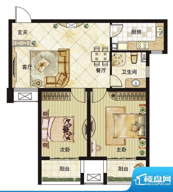 溪湖小镇户型图璞瑅公馆 B户型面积:94.00平米