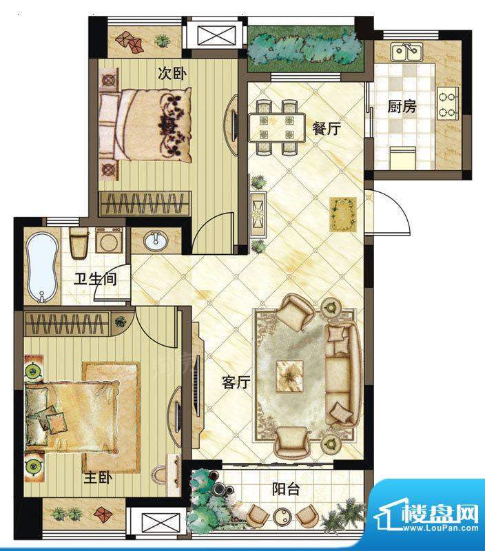 溪湖小镇户型图璞瑅公馆 C户型面积:92.00平米
