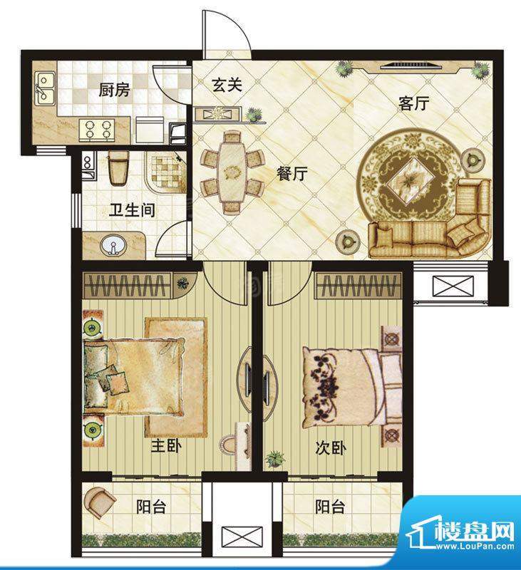 溪湖小镇户型图璞瑅公馆 F户型面积:92.00平米